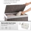 imageOIAHOMY Large Storage Basket with Lid 423 Gallon 160L Blanket Basket with Removable Liner Bag Wicker Hamper with Handle Foldable Hamper for Bedroom GreyGrey
