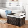imageOIAHOMY Large Storage Basket with Lid 423 Gallon 160L Blanket Basket with Removable Liner Bag Wicker Hamper with Handle Foldable Hamper for Bedroom GreyBrown