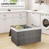 imageOIAHOMY Large Storage Basket with Lid 423 Gallon 160L Blanket Basket with Removable Liner Bag Wicker Hamper with Handle Foldable Hamper for Bedroom GreyGrey