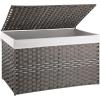imageOIAHOMY Large Storage Basket with Lid 423 Gallon 160L Blanket Basket with Removable Liner Bag Wicker Hamper with Handle Foldable Hamper for Bedroom GreyGrey