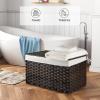 imageOIAHOMY Large Storage Basket with Lid 423 Gallon 160L Blanket Basket with Removable Liner Bag Wicker Hamper with Handle Foldable Hamper for Bedroom GreyBrown