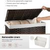imageOIAHOMY Large Storage Basket with Lid 423 Gallon 160L Blanket Basket with Removable Liner Bag Wicker Hamper with Handle Foldable Hamper for Bedroom GreyBrown