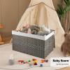imageOIAHOMY Large Storage Basket with Lid 423 Gallon 160L Blanket Basket with Removable Liner Bag Wicker Hamper with Handle Foldable Hamper for Bedroom GreyGrey