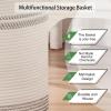 imageOIAHOMY Laundry Basket Rope Basket Large Storage Basket with HandlesModern Decorative Woven Basket for Living RoomStorage Baskets for Toys Throws Pillowsand Towels 18quot16quotLight Grey
