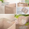 imageOIAHOMY Laundry Hamper Laundry BasketRectangle Cotton Large Blanket Storage Basket for Living roomBedroom Woven Decorative Storage for ToysClothesPillows16x13x22inBlueBrown variegated