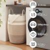 imageOIAHOMY Laundry Hamper Woven Cotton Rope Large Clothes Hamper 256quot Height Tall Laundry Basket with Extended Cotton Handles for Storage Clothes Toys in Bedroom Bathroom Foldable Yellow variegatedGradient Yellow
