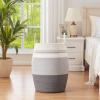 imageOIAHOMY Laundry Hamper Woven Cotton Rope Large Clothes Hamper 256quot Height Tall Laundry Basket with Extended Cotton Handles for Storage Clothes Toys in Bedroom Bathroom Foldable Yellow variegatedDark grey