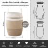 imageOIAHOMY Laundry Hamper Woven Cotton Rope Large Clothes Hamper 256quot Height Tall Laundry Basket with Extended Cotton Handles for Storage Clothes Toys in Bedroom Bathroom Foldable Yellow variegatedGradient Yellow