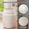 imageOIAHOMY Laundry Hamper Woven Cotton Rope Large Clothes Hamper 256quot Height Tall Laundry Basket with Extended Cotton Handles for Storage Clothes Toys in Bedroom Bathroom Foldable Yellow variegatedWhite black