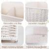 imageOIAHOMY Storage Basket with Lid 277 Gallon 105L Blanket Basket with Removable Separated Liner Bag Paper Rope Hamper with Handle Foldable Shelf Basket for Living Room GreyWhite