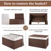imageOIAHOMY Storage Basket with Lid 277 Gallon 105L Blanket Basket with Removable Separated Liner Bag Paper Rope Hamper with Handle Foldable Shelf Basket for Living Room GreyBrown