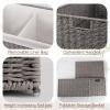 imageOIAHOMY Storage Basket with Lid 277 Gallon 105L Blanket Basket with Removable Separated Liner Bag Paper Rope Hamper with Handle Foldable Shelf Basket for Living Room GreyGrey