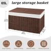 imageOIAHOMY Storage Basket with Lid 277 Gallon 105L Blanket Basket with Removable Separated Liner Bag Paper Rope Hamper with Handle Foldable Shelf Basket for Living Room GreyBrown