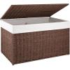 imageOIAHOMY Storage Basket with Lid 277 Gallon 105L Blanket Basket with Removable Separated Liner Bag Paper Rope Hamper with Handle Foldable Shelf Basket for Living Room GreyBrown
