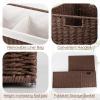 imageOIAHOMY Storage Basket with Lid 277 Gallon 105L Blanket Basket with Removable Separated Liner Bag Paper Rope Hamper with Handle Foldable Shelf Basket for Living Room GreyBrown