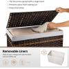 imageOIAHOMY Storage Basket with Lid 423 Gallon 160L Blanket Basket with Removable Liner Bag Synthetic Wicker Hamper with Handle Foldable Hamper for Living Room GreyBrown
