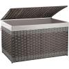 imageOIAHOMY Storage Basket with Lid 423 Gallon 160L Blanket Basket with Removable Liner Bag Synthetic Wicker Hamper with Handle Foldable Hamper for Living Room GreyGradient Grey