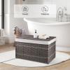 imageOIAHOMY Storage Basket with Lid 423 Gallon 160L Blanket Basket with Removable Liner Bag Synthetic Wicker Hamper with Handle Foldable Hamper for Living Room GreyGrey