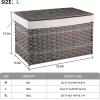 imageOIAHOMY Storage Basket with Lid 423 Gallon 160L Blanket Basket with Removable Liner Bag Synthetic Wicker Hamper with Handle Foldable Hamper for Living Room GreyGrey