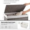 imageOIAHOMY Storage Basket with Lid 423 Gallon 160L Blanket Basket with Removable Liner Bag Synthetic Wicker Hamper with Handle Foldable Hamper for Living Room GreyGrey