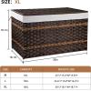 imageOIAHOMY Storage Basket with Lid 423 Gallon 160L Blanket Basket with Removable Liner Bag Synthetic Wicker Hamper with Handle Foldable Hamper for Living Room GreyBrown