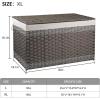 imageOIAHOMY Storage Basket with Lid 423 Gallon 160L Blanket Basket with Removable Liner Bag Synthetic Wicker Hamper with Handle Foldable Hamper for Living Room GreyGradient Grey