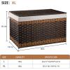 imageOIAHOMY Storage Basket with Lid 423 Gallon 160L Blanket Basket with Removable Liner Bag Synthetic Wicker Hamper with Handle Foldable Hamper for Living Room GreyGradient Brown