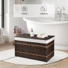 imageOIAHOMY Storage Basket with Lid 423 Gallon 160L Blanket Basket with Removable Liner Bag Synthetic Wicker Hamper with Handle Foldable Hamper for Living Room GreyBrown