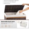 imageOIAHOMY Storage Basket with Lid 423 Gallon 160L Blanket Basket with Removable Liner Bag Synthetic Wicker Hamper with Handle Foldable Hamper for Living Room GreyGradient Brown