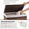 imageOIAHOMY Storage Basket with Lid 423 Gallon 160L Blanket Basket with Removable Liner Bag Synthetic Wicker Hamper with Handle Foldable Hamper for Living Room GreyBrown