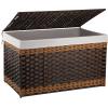 imageOIAHOMY Storage Basket with Lid 423 Gallon 160L Blanket Basket with Removable Liner Bag Synthetic Wicker Hamper with Handle Foldable Hamper for Living Room GreyGradient Brown