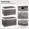 imageOIAHOMY Storage Basket with Lid 423 Gallon 160L Blanket Basket with Removable Liner Bag Synthetic Wicker Hamper with Handle Foldable Hamper for Living Room GreyGradient Grey