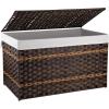 imageOIAHOMY Storage Basket with Lid 423 Gallon 160L Blanket Basket with Removable Liner Bag Synthetic Wicker Hamper with Handle Foldable Hamper for Living Room GreyBrown