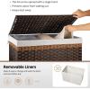 imageOIAHOMY Storage Basket with Lid 423 Gallon 160L Blanket Basket with Removable Liner Bag Synthetic Wicker Hamper with Handle Foldable Hamper for Living Room GreyGradient Brown