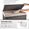 imageOIAHOMY Storage Basket with Lid 423 Gallon 160L Blanket Basket with Removable Liner Bag Synthetic Wicker Hamper with Handle Foldable Hamper for Living Room GreyGrey