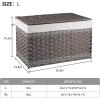 imageOIAHOMY Storage Basket with Lid 423 Gallon 160L Blanket Basket with Removable Liner Bag Synthetic Wicker Hamper with Handle Foldable Hamper for Living Room GreyGradient Grey