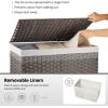 imageOIAHOMY Storage Basket with Lid 423 Gallon 160L Blanket Basket with Removable Liner Bag Synthetic Wicker Hamper with Handle Foldable Hamper for Living Room GreyGradient Grey