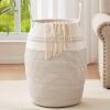 imageLaundry Hamper Woven Rope Large Clothes Hamper 256quot Height Tall Laundry Basket with Extended Handles for Storage Clothes Toys in Bedroom Bathroom Foldable Dark GreyWhite black
