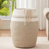 imageLaundry Hamper Woven Rope Large Clothes Hamper 256quot Height Tall Laundry Basket with Extended Handles for Storage Clothes Toys in Bedroom Bathroom Foldable Dark GreyYellow variegated