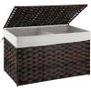 imageOIAHOMY Large Storage Basket with Lid 423 Gallon 160L Blanket Basket with Removable Liner Bag Wicker Hamper with Handle Foldable Hamper for Bedroom GreyBrown
