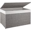 imageOIAHOMY Storage Basket with Lid 277 Gallon 105L Blanket Basket with Removable Separated Liner Bag Paper Rope Hamper with Handle Foldable Shelf Basket for Living Room GreyGrey