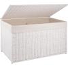 imageOIAHOMY Storage Basket with Lid 277 Gallon 105L Blanket Basket with Removable Separated Liner Bag Paper Rope Hamper with Handle Foldable Shelf Basket for Living Room GreyWhite