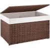 imageOIAHOMY Storage Basket with Lid 277 Gallon 105L Blanket Basket with Removable Separated Liner Bag Paper Rope Hamper with Handle Foldable Shelf Basket for Living Room GreyBrown