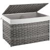 imageOIAHOMY Storage Basket with Lid 423 Gallon 160L Blanket Basket with Removable Liner Bag Synthetic Wicker Hamper with Handle Foldable Hamper for Living Room GreyGrey