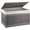 imageOIAHOMY Storage Basket with Lid 423 Gallon 160L Blanket Basket with Removable Liner Bag Synthetic Wicker Hamper with Handle Foldable Hamper for Living Room GreyGradient Grey