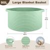 imageOIAHOMY 90L Large Blanket Basket with Handle Blanket Storage for Living Room 23quot x 23quot x 13quot Laundry Basket for Blankets Pillows Large Woven Rope Baskets for Kids Dogs Toys  BlackGreen