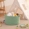 imageOIAHOMY 90L Large Blanket Basket with Handle Blanket Storage for Living Room 23quot x 23quot x 13quot Laundry Basket for Blankets Pillows Large Woven Rope Baskets for Kids Dogs Toys  BlackGreen