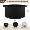 imageOIAHOMY 90L Large Blanket Basket with Handle Blanket Storage for Living Room 23quot x 23quot x 13quot Laundry Basket for Blankets Pillows Large Woven Rope Baskets for Kids Dogs Toys  BlackBlack