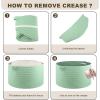 imageOIAHOMY 90L Large Blanket Basket with Handle Blanket Storage for Living Room 23quot x 23quot x 13quot Laundry Basket for Blankets Pillows Large Woven Rope Baskets for Kids Dogs Toys  BlackGreen