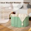 imageOIAHOMY 90L Large Blanket Basket with Handle Blanket Storage for Living Room 23quot x 23quot x 13quot Laundry Basket for Blankets Pillows Large Woven Rope Baskets for Kids Dogs Toys  BlackGreen